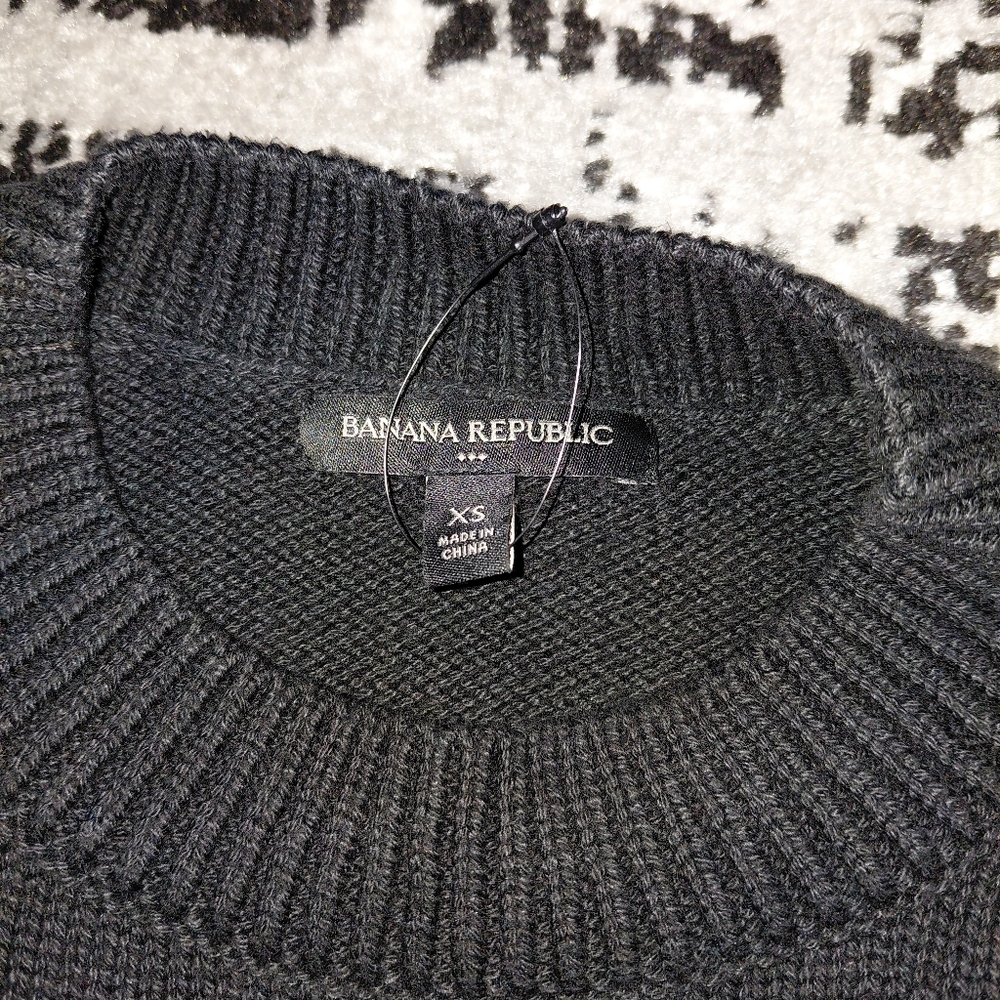 BANANA REPUBLIC Black Volume Sleeve Ribbed Sweater XS EUC - Picture 8 of 11